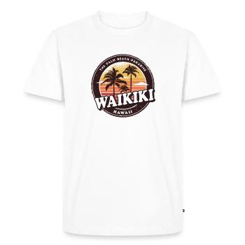 Waikiki Hawaii Vintage Beach Design - T-shirt Premium bio Homme - blanc - Devant - Nico (187cm)