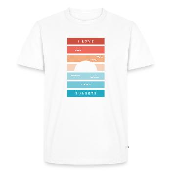 Citation de 'J’adore les couchers de soleil' pour les amateurs de plage - T-shirt Premium bio Homme - blanc - Devant - Nico (187cm)