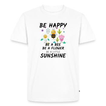 Cheerful garden motif: flower, bee - Men's Premium Organic T-Shirt - white - Front - Nico (187cm)