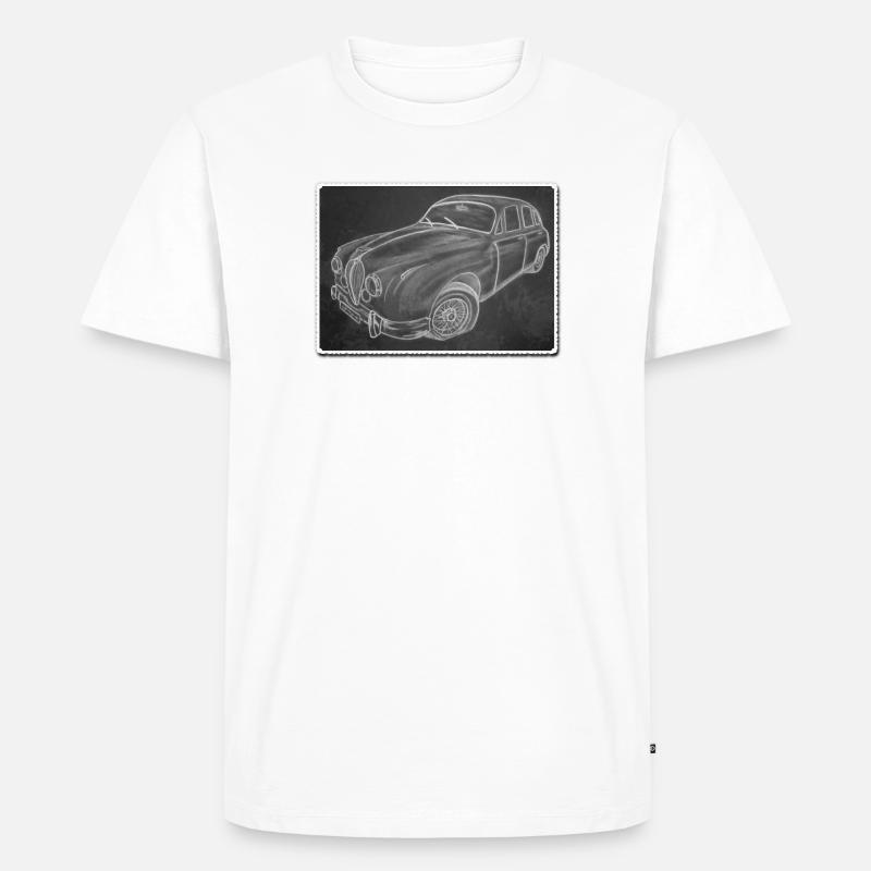 Oldtimer Jaguar - gezeichnet - Kunst auf Shirts... - Männer Premium Bio T-Shirt - Weiß