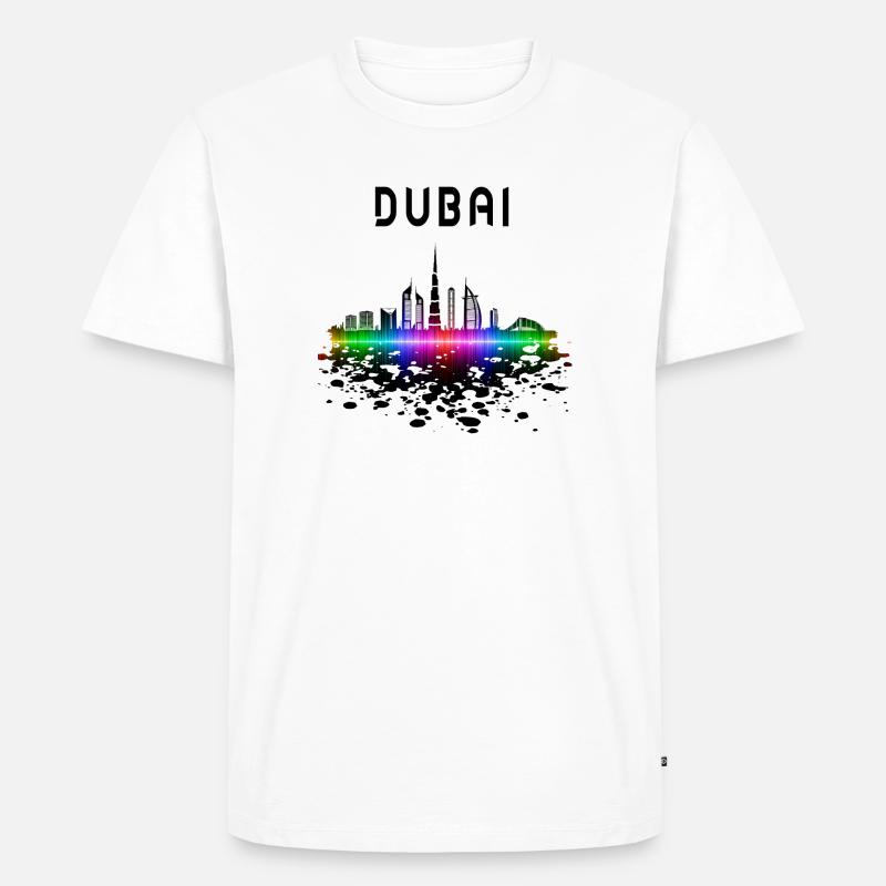 Dubai Skyline Splash Design / Geschenk - Männer Premium Bio T-Shirt - Weiß