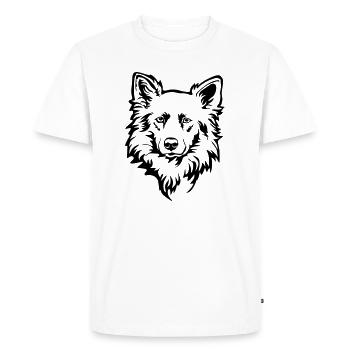 Harzer Fuchs (Atldeutscher Hütehund) head - Men's Premium Organic T-Shirt - white - Front - Nico (187cm)
