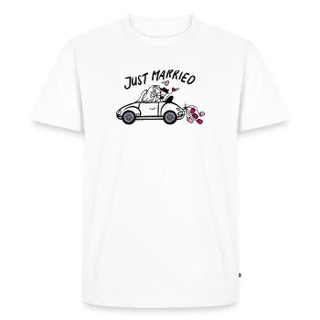 Wedding car in love with hearts - Men's Premium Organic T-Shirt - white - Front - Nico (187cm)