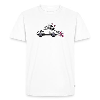 Stick Figure Bridal Couple Mariage Mariage Voiture de mariée - T-shirt Premium bio Homme - blanc - Devant - Nico (187cm)