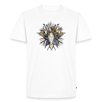 Crâne de Hiboux, Fleurs Mystique Design - T-shirt Premium bio Homme - blanc - Devant - Nico (187cm)