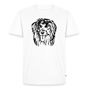 Berger des Pyrénées Kopf - Men's Premium Organic T-Shirt - white - Front - Nico (187cm)