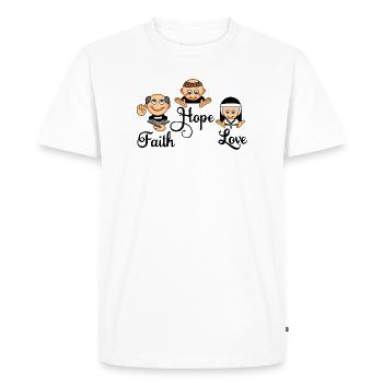 Faith hope love with nun, monk and priest - Men's Premium Organic T-Shirt - white - Front - Nico (187cm)