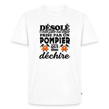 fille prise par un pompier qui déchire - T-shirt Premium bio Homme - blanc - Devant - Nico (187cm)