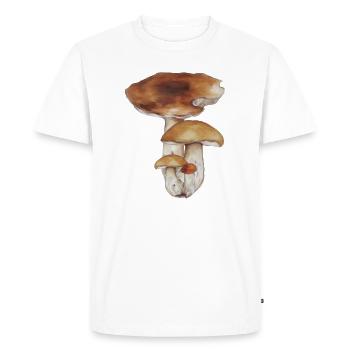 Forest Mushroom Watercolor Pattern - Men's Premium Organic T-Shirt - white - Front - Nico (187cm)