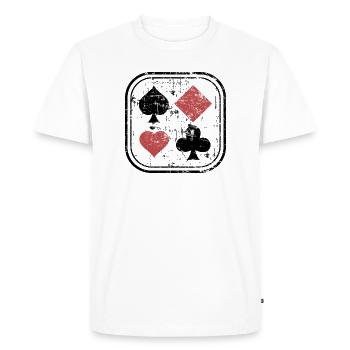 Pik Karo Heart Cross used look for poker players - Men's Premium Organic T-Shirt - white - Front - Nico (187cm)