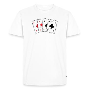Karo- Herz- Pik- Kreuz-As Kartenspiel Poker Profi - Männer Premium Bio T-Shirt - Weiß - Vorne - Nico (187cm)