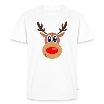 Rudolph Christmas reindeer face - Men's Premium Organic T-Shirt - white - Front - Nico (187cm)