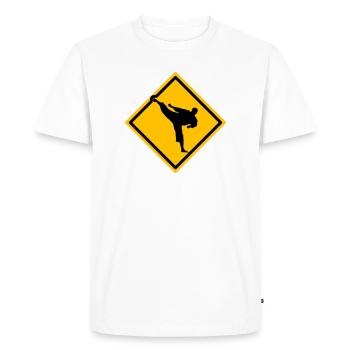 Karaté plaque d’avertissement Yokogeri - T-shirt Premium bio Homme - blanc - Devant - Nico (187cm)
