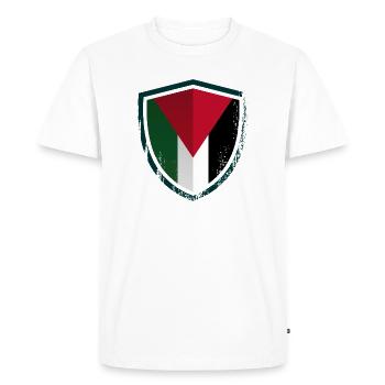 Blason géométrique du bouclier - T-shirt Premium bio Homme - blanc - Devant - Nico (187cm)