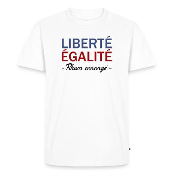 Liberté égalité Rhum arrangé - T-shirt Premium bio Homme - blanc - Devant - Nico (187cm)