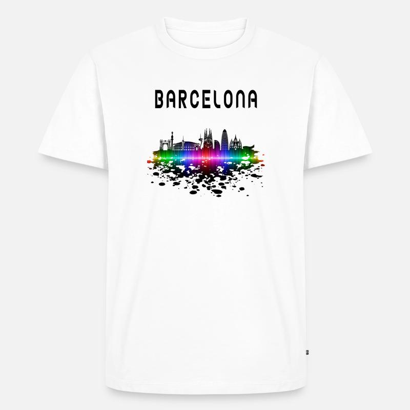Barcelona Skyline Splash Design / Geschenk - Männer Premium Bio T-Shirt - Weiß