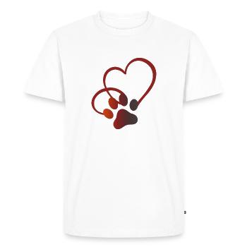Cat Paw with Heart Cat Lover Cat Lover - Men's Premium Organic T-Shirt - white - Front - Nico (187cm)
