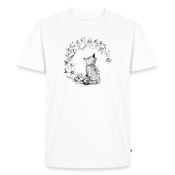 petit renard renardeau top mignon et lune florale  - T-shirt Premium bio Homme - blanc - Devant - Nico (187cm)