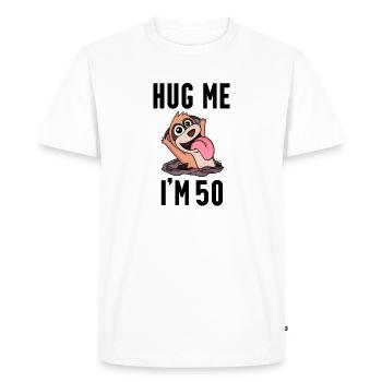 50 ans - 50 ans - Câlin - T-shirt Premium bio Homme - blanc - Devant - Nico (187cm)