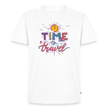 T-shirt d’aventure de vacances Time To Travel - T-shirt Premium bio Homme - blanc - Devant - Nico (187cm)