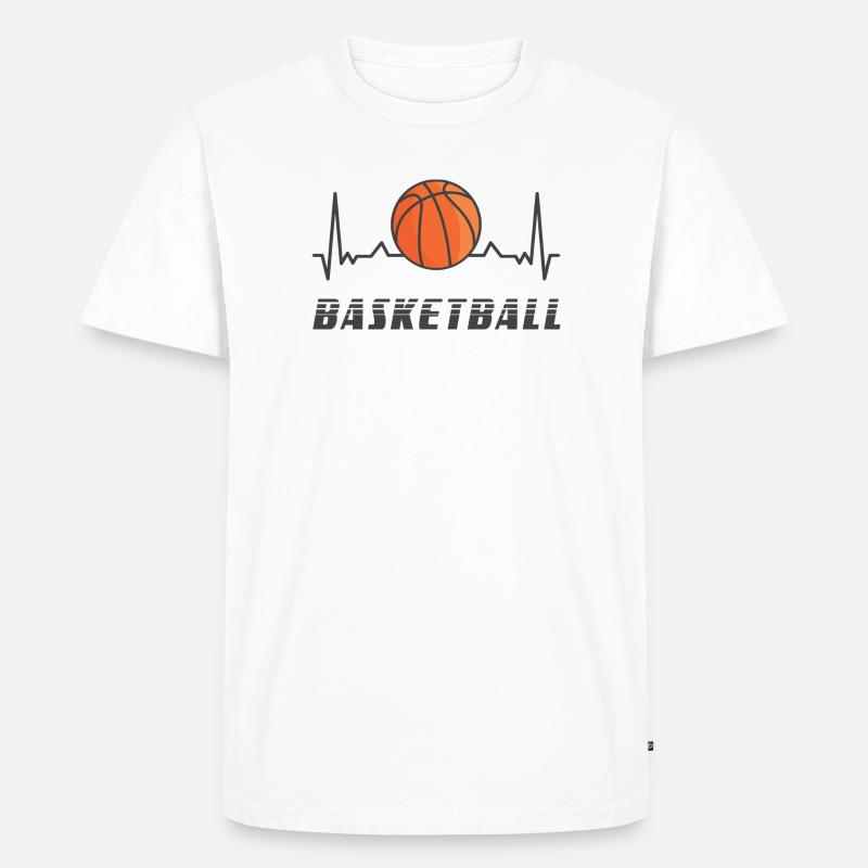 Basketball Herzfrequenz Design - Männer Premium Bio T-Shirt - Weiß