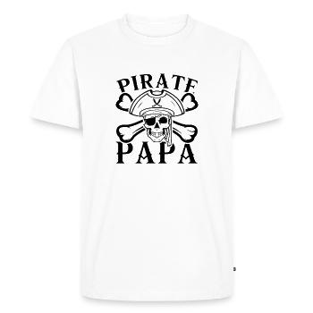 Pirate Papa Funny Quote For Pirates - Men's Premium Organic T-Shirt - white - Front - Nico (187cm)