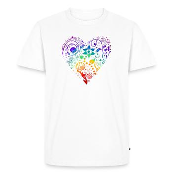 Cœur arc-en-ciel - T-shirt Premium bio Homme - blanc - Devant - Nico (187cm)