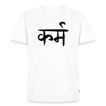 Karma sanskrit - Men's Premium Organic T-Shirt - white - Front - Nico (187cm)