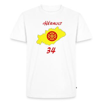 Hérault - T-shirt Premium bio Homme - blanc - Devant - Nico (187cm)