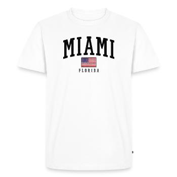 Typographie vieillie du drapeau de Miami en Floride - T-shirt Premium bio Homme - blanc - Devant - Nico (187cm)
