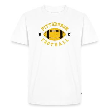 Logo vintage or du football de Pittsburgh - T-shirt Premium bio Homme - blanc - Devant - Nico (187cm)