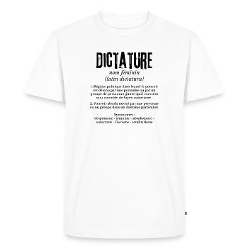 Dictature - T-shirt Premium bio Homme - blanc - Devant - Nico (187cm)