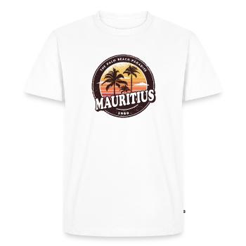Ile Maurice Vintage Beach Design / Idée Cadeau - T-shirt Premium bio Homme - blanc - Devant - Nico (187cm)