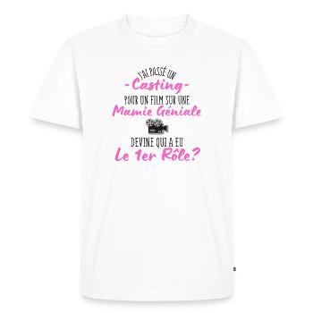 casting pour une Mamie géniale - Humour Grand-Mère - T-shirt Premium bio Homme - blanc - Devant - Nico (187cm)