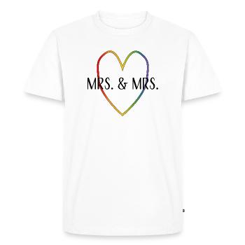 mrs et mrs rainbowheart LGBT LGBTQI queer - T-shirt Premium bio Homme - blanc - Devant - Nico (187cm)
