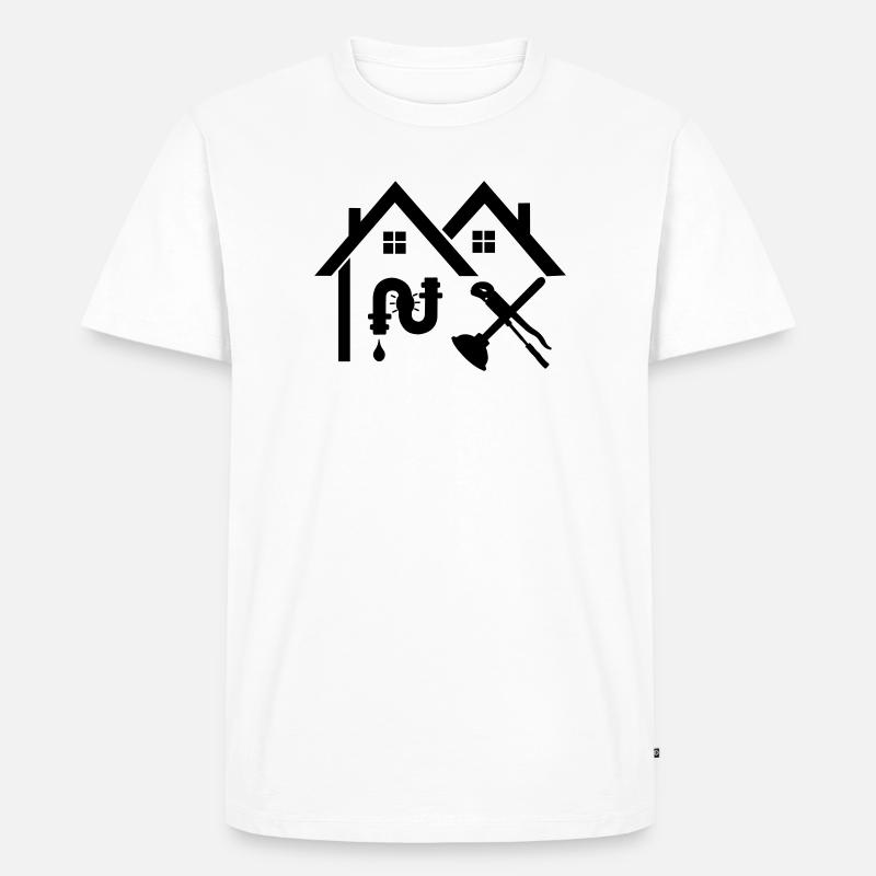 Klempnerfirma Home Leakage versteckt - Männer Premium Bio T-Shirt - Weiß