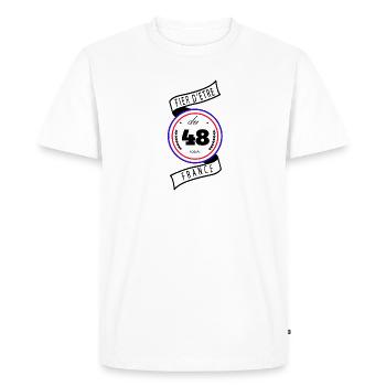 Fier D'être Du 48 Lozère France - T-shirt Premium bio Homme - blanc - Devant - Nico (187cm)