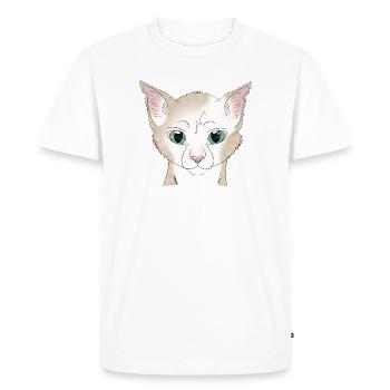 Chat blanc beige - T-shirt Premium bio Homme - blanc - Devant - Nico (187cm)