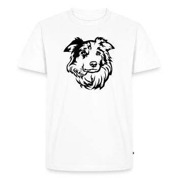 Border Collie Head - Men's Premium Organic T-Shirt - white - Front - Nico (187cm)