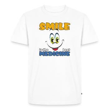 Le sourire est le meilleur médicament - T-shirt Premium bio Homme - blanc - Devant - Nico (187cm)