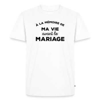 A la mémoire de ma vie avant le Mariage Cadeau - T-shirt Premium bio Homme - blanc - Devant - Nico (187cm)