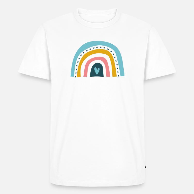 Regenbogen mit Herz - Männer Premium Bio T-Shirt - Weiß