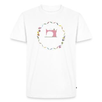 machine à coudre colorée nostalgique avec boutons - T-shirt Premium bio Homme - blanc - Devant - Nico (187cm)