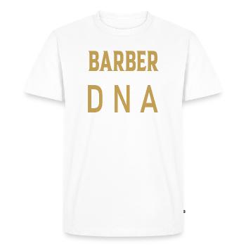 Barber DNA design in retro style - Men's Premium Organic T-Shirt - white - Front - Nico (187cm)