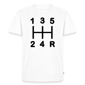 Boîte de vitesses à cinq rapports - T-shirt Premium bio Homme - blanc - Devant - Nico (187cm)