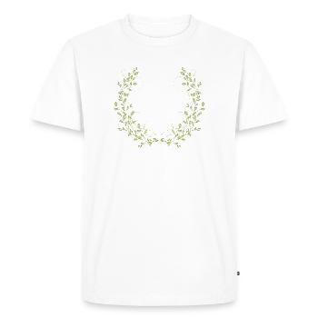 branches vert délicatement brillant avec des lignes fines - T-shirt Premium bio Homme - blanc - Devant - Nico (187cm)