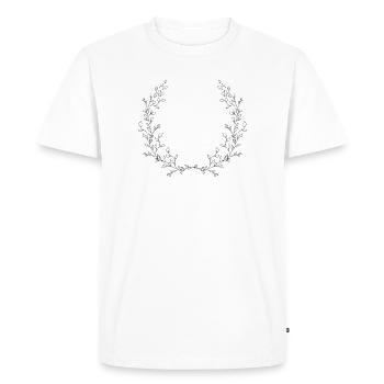 branches délicatement dessinées comme demi-couronne - T-shirt Premium bio Homme - blanc - Devant - Nico (187cm)
