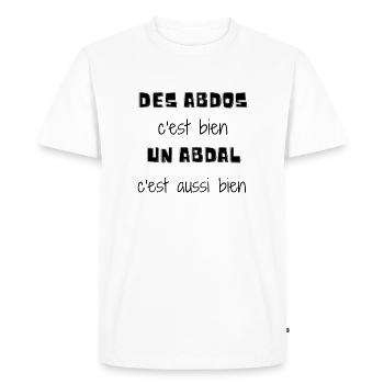abdos,abdal - T-shirt Premium bio Homme - blanc - Devant - Nico (187cm)