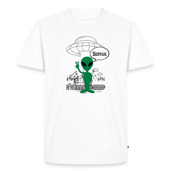 Servus Alien ART - Männer Premium Bio T-Shirt - Weiß - Vorne - Nico (187cm)