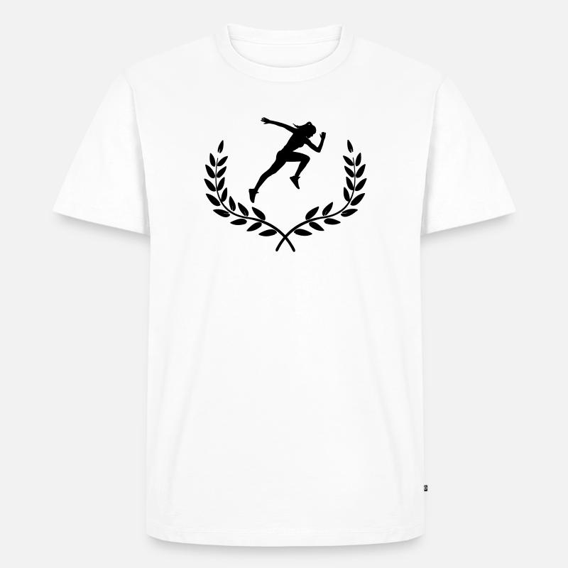Sprinter in Lorbeerdekoration - Männer Premium Bio T-Shirt - Weiß